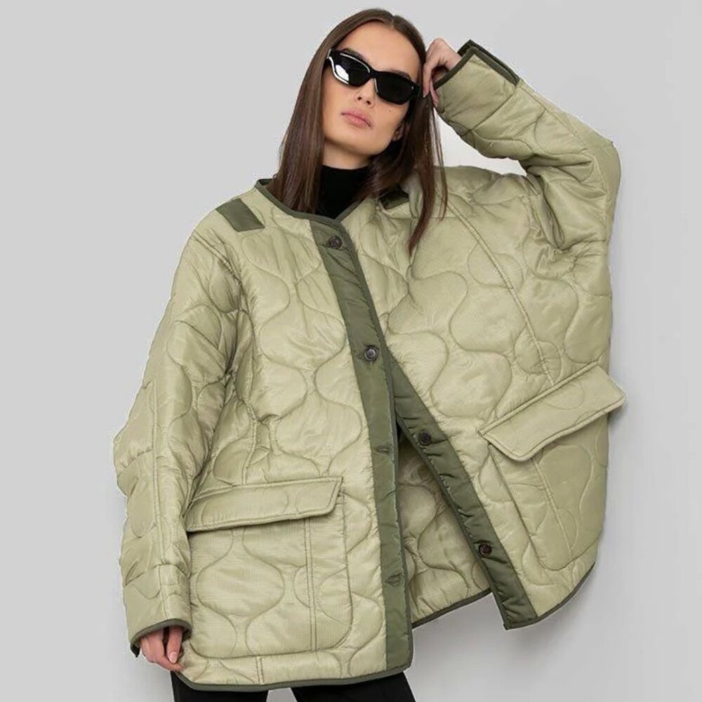 NWT The Frankie Shop Green Teddy Quilted Jacket